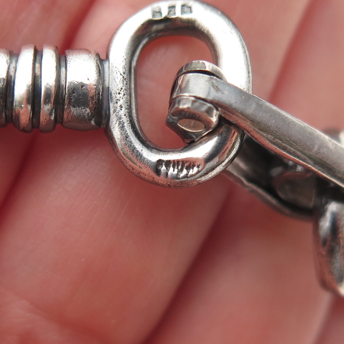 925 Sterling Silver Vintage Horse Bit Stirrup Oxidized Bracelet 7"