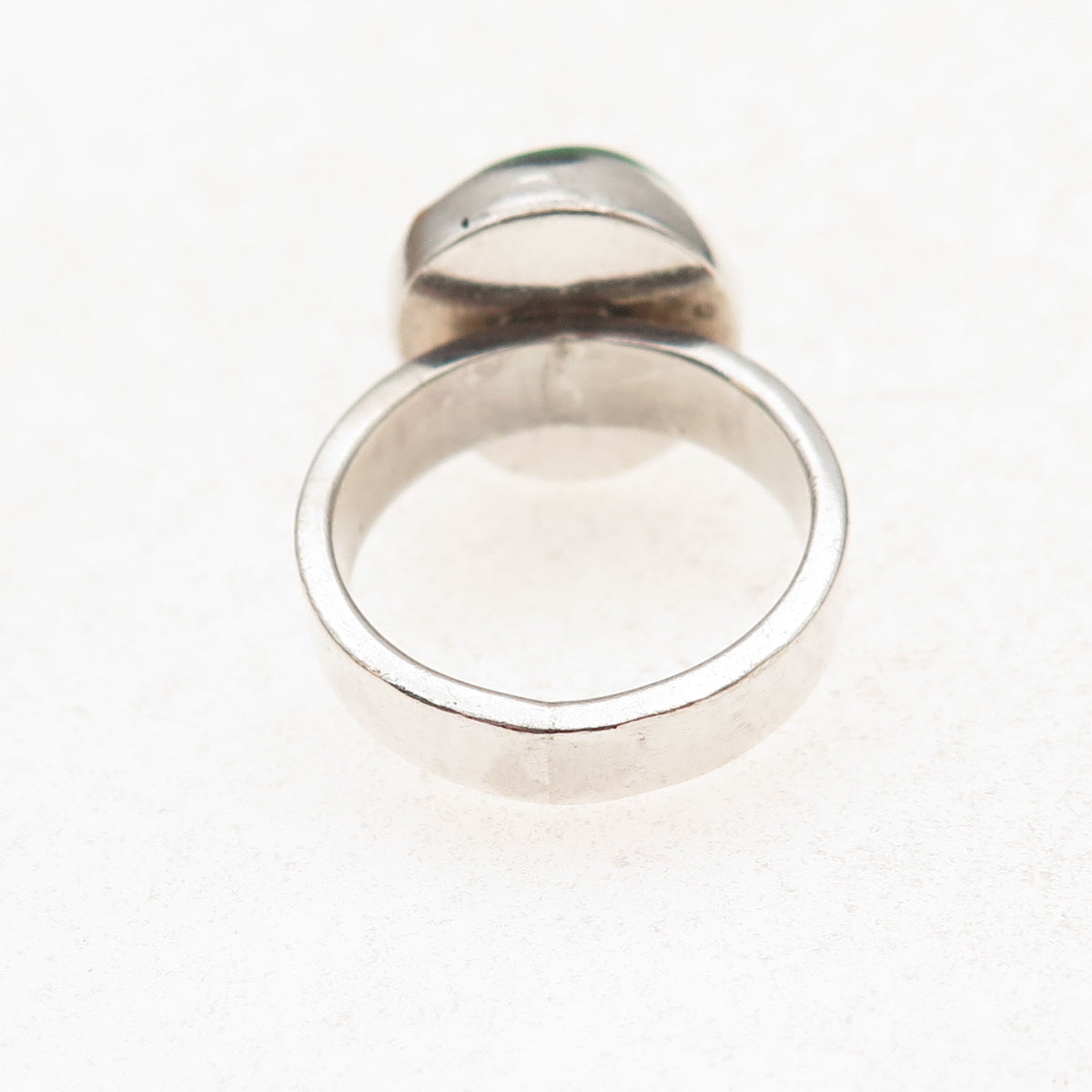925 Sterling Silver Vintage Real Turquoise Modernist Ring Size 6.5