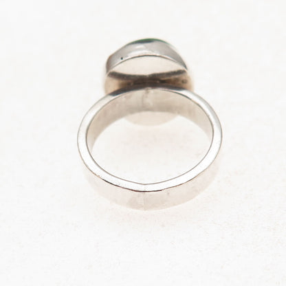 925 Sterling Silver Vintage Real Turquoise Modernist Ring Size 6.5