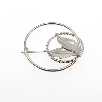 ROMA 925 Sterling Silver Vintage Floral Leaf Oxidized Pin Brooch