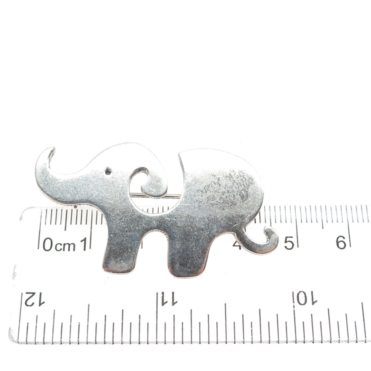 925 Sterling Silver Vintage Mexico Modernist Elephant Pin Brooch