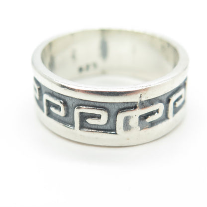 925 Sterling Silver Vintage Greek Key Band Ring Size 7.25