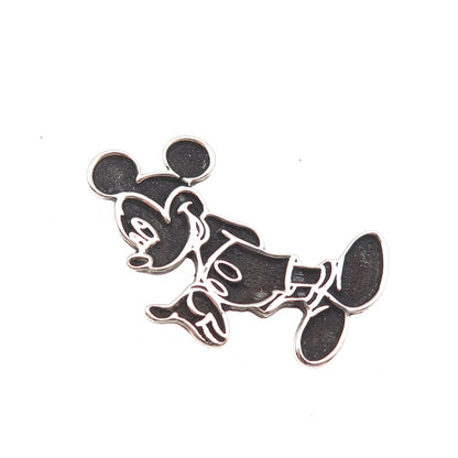 Disney 925 Sterling Silver Vintage Mickey Mouse Oxidized Slide Charm Pendant