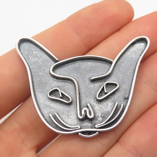925 Sterling Silver Vintage Mexico Cortes Cat Pin Brooch