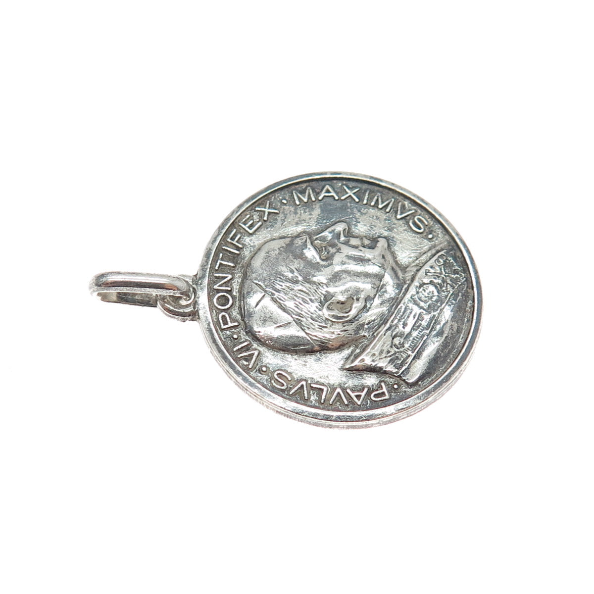 800 Silver Vintage Italy Pope Paul VI St Peter's Basilica Oxidized Charm Pendant