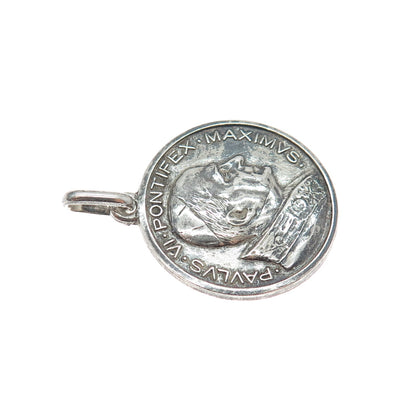 800 Silver Vintage Italy Pope Paul VI St Peter's Basilica Oxidized Charm Pendant