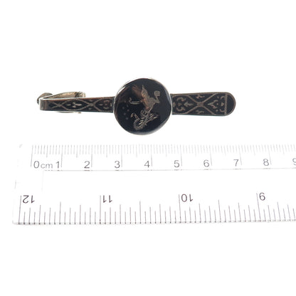 925 Sterling Silver Antique Siam Niello Hindu Goddess Tie Clip