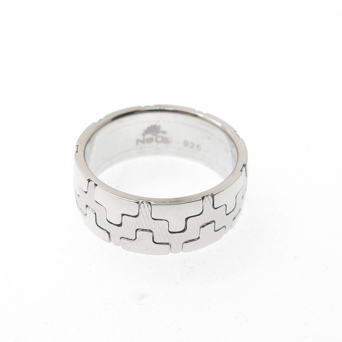 NEOS 925 Sterling Silver Textured Puzzle Band Ring Size 8.75