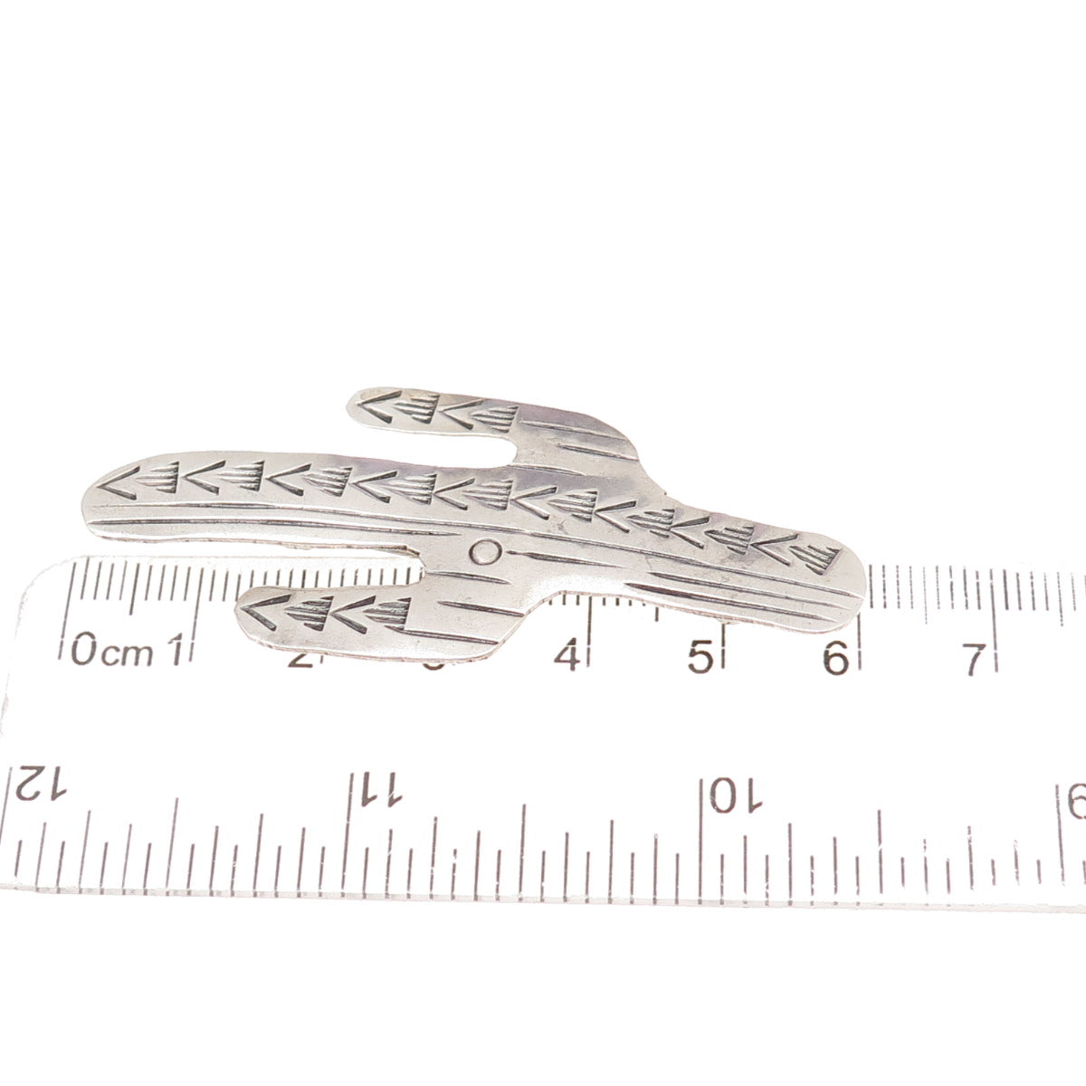Old Pawn 925 Sterling Silver Vintage Southwestern Cactus Oxidized Pin Brooch