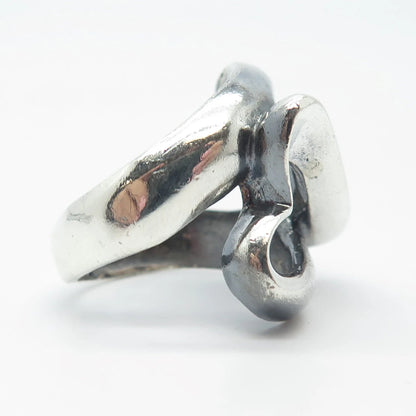 925 Sterling Silver Vintage Mexico Double Heart Ring Size 6.25
