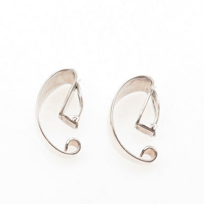 Tone Vigeland 925S Sterling Silver Vintage Norway Modernist Clip On Earrings