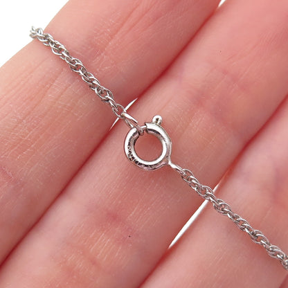 925 Sterling Silver Antique Art Deco Apalite Filigree Chain Necklace 16"