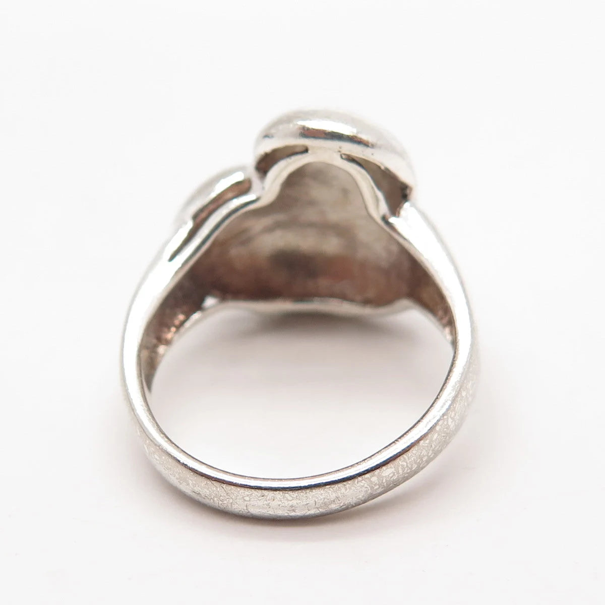 925 Sterling Silver Vintage Ribbed Heart Ring Size 7