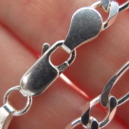 925 Sterling Silver Vintage Italy Figaro Chain Necklace 18"