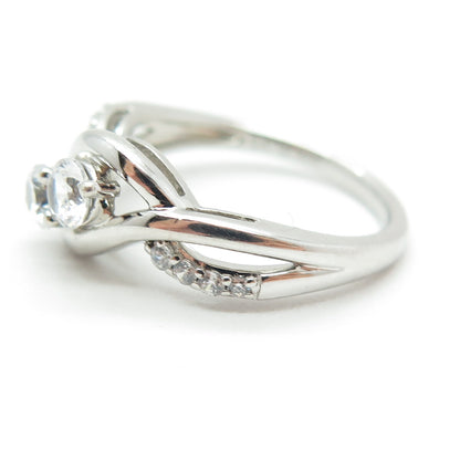 SAI 925 Sterling Silver Round-Cut C Z Engagement Ring Size 7