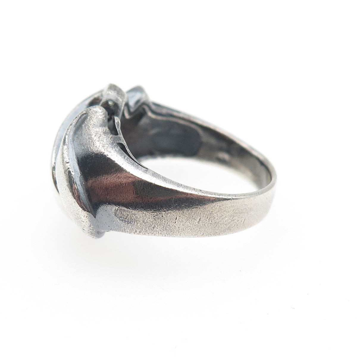 925 Sterling Silver Vintage Modernist Oxidized Ring Size 6.75