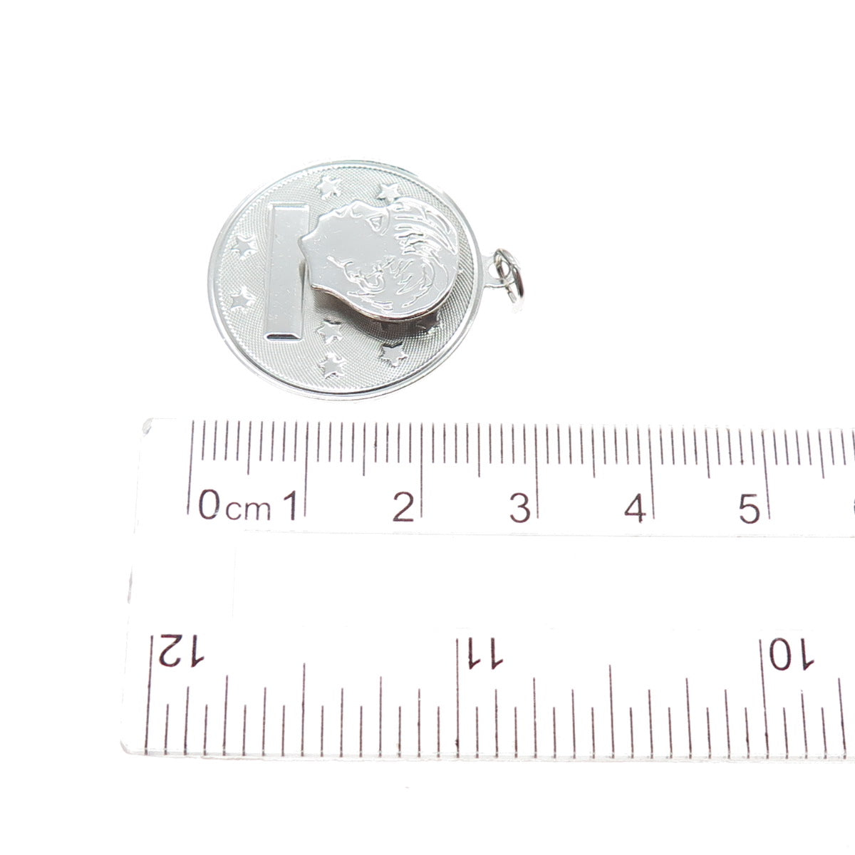 MARK MERCY 925 Sterling Silver Vintage Boy Double Layered Charm Pendant
