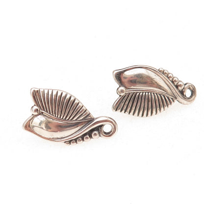 Danecraft Sterling Silver Antique Art Deco Floral Oxidized Screw Back Earrings