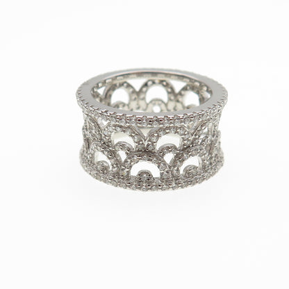 925 Sterling Silver Round-Cut C Z Ornate Band Ring Size 6.25