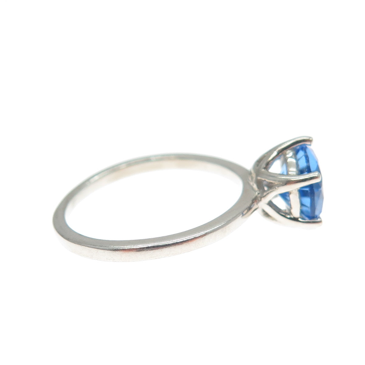 DAZZLERS 925 Sterling Silver Round-Cut Nano Tanzanite Ring Size 5.25