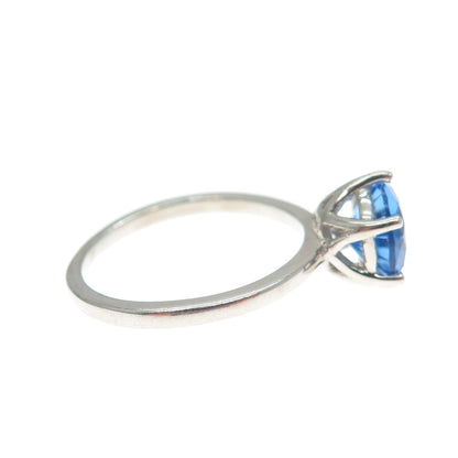 DAZZLERS 925 Sterling Silver Round-Cut Nano Tanzanite Ring Size 5.25
