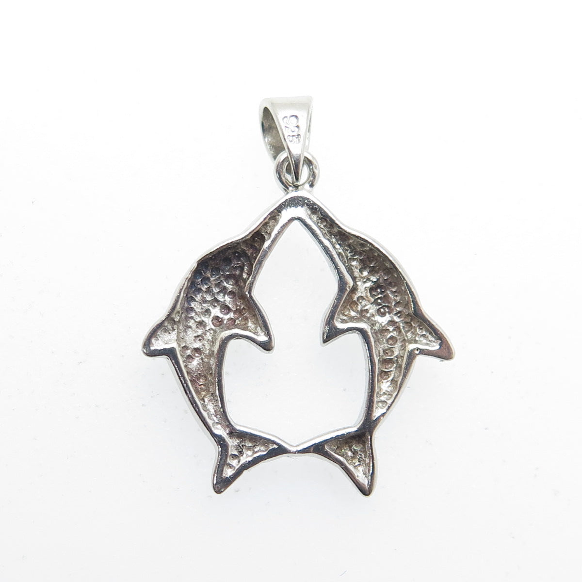 925 Sterling Silver Vintage Couple of Dolphins Pendant