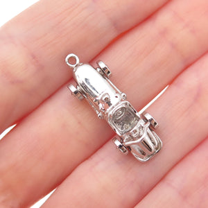 925 Sterling Silver Vintage Race Car 3D Charm Pendant