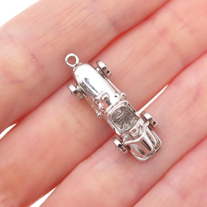925 Sterling Silver Vintage Race Car 3D Charm Pendant