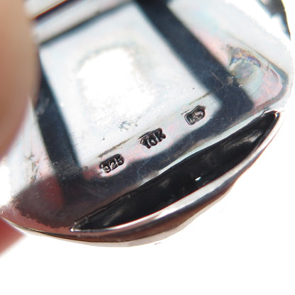 925 Sterling Silver 10K Gold Vintage Real Diamond Picture Frame Brooch / Pendant