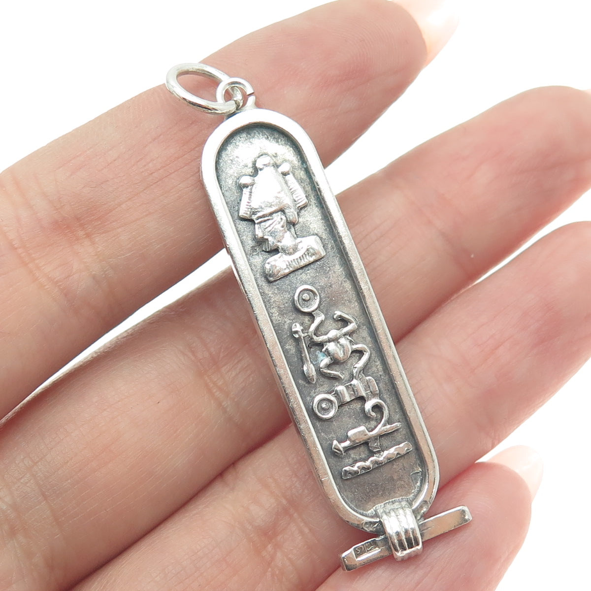 800 Silver Vintage Egypt Osiris God Cartouche Pendant