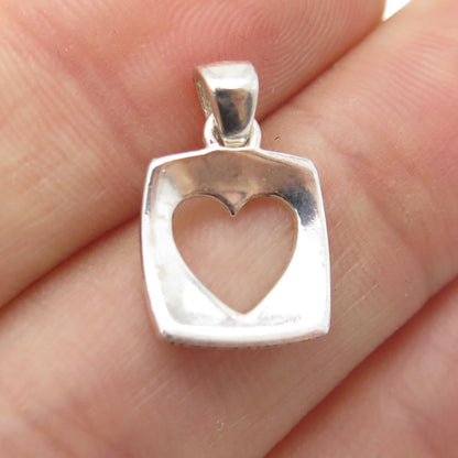 925 Sterling Silver Vintage "True Friend" Open Heart Modernist Pendant