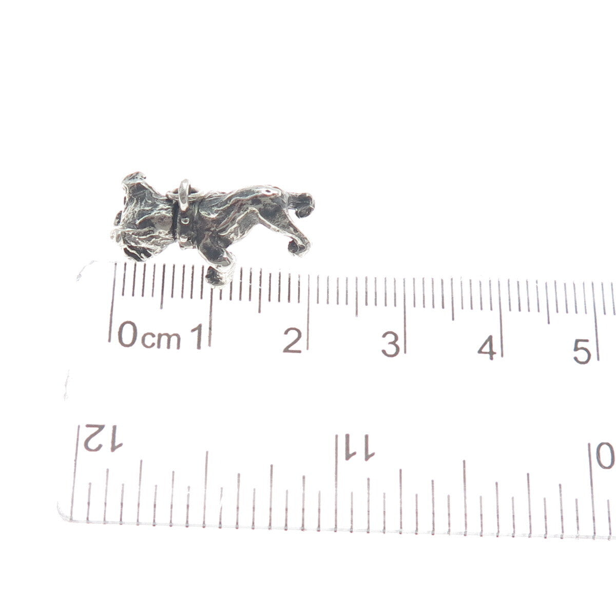 925 Sterling Silver Vintage Dog Oxidized Minimalist 3D Charm Pendant