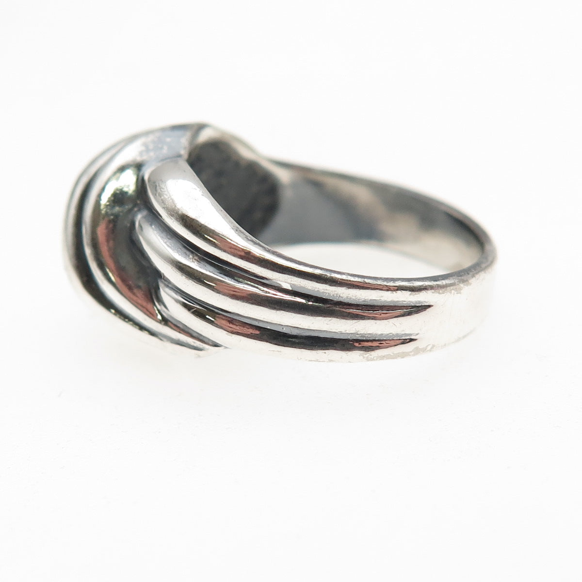 925 Sterling Silver Vintage Modernist Wavy Oxidized Ring Size 6.25