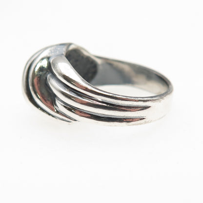 925 Sterling Silver Vintage Modernist Wavy Oxidized Ring Size 6.25