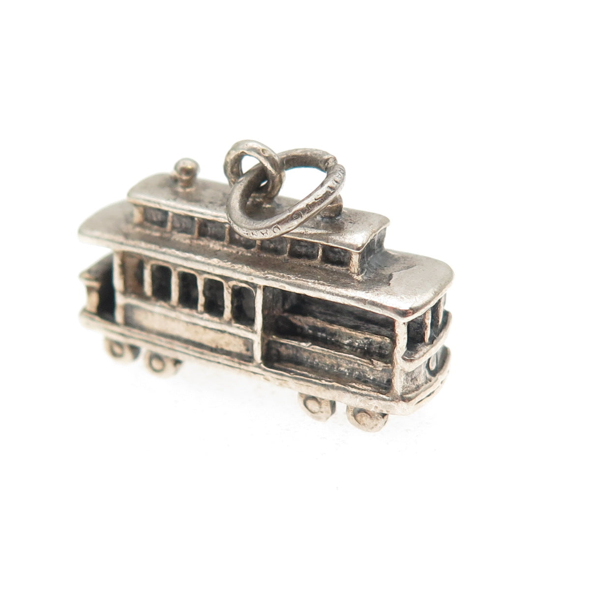 DANECRAFT 925 Sterling Silver Vintage San Francisco Cable Car 3D Mini Pendant