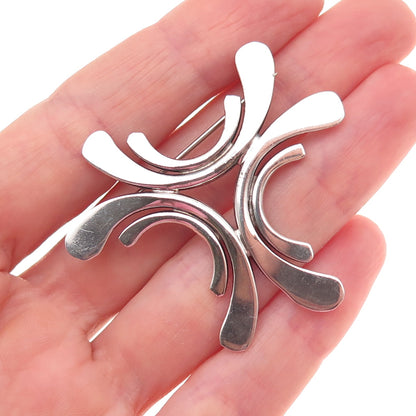 925 Sterling Silver Vintage Modernist Oxidized Pin Brooch