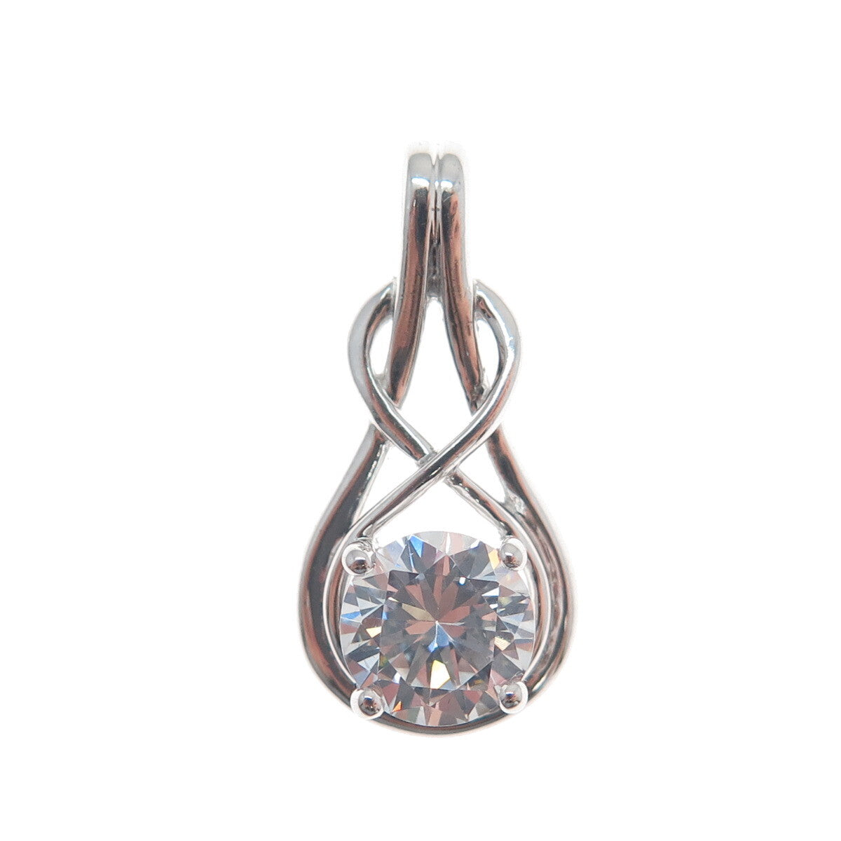 925 Sterling Silver Round-Cut Shaped C Z Slide Pendant