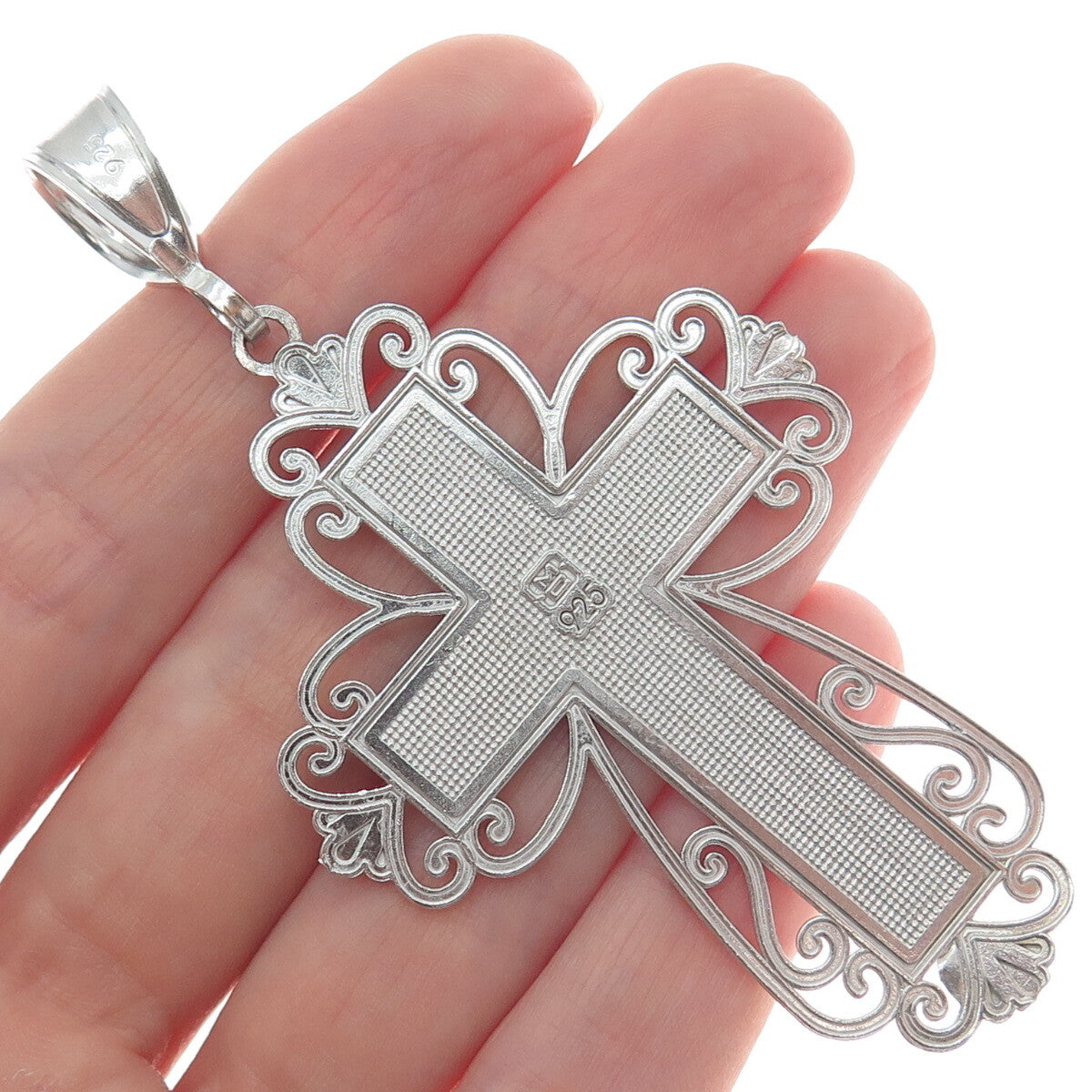925 Sterling Silver Diamond-Cut Cross Pendant