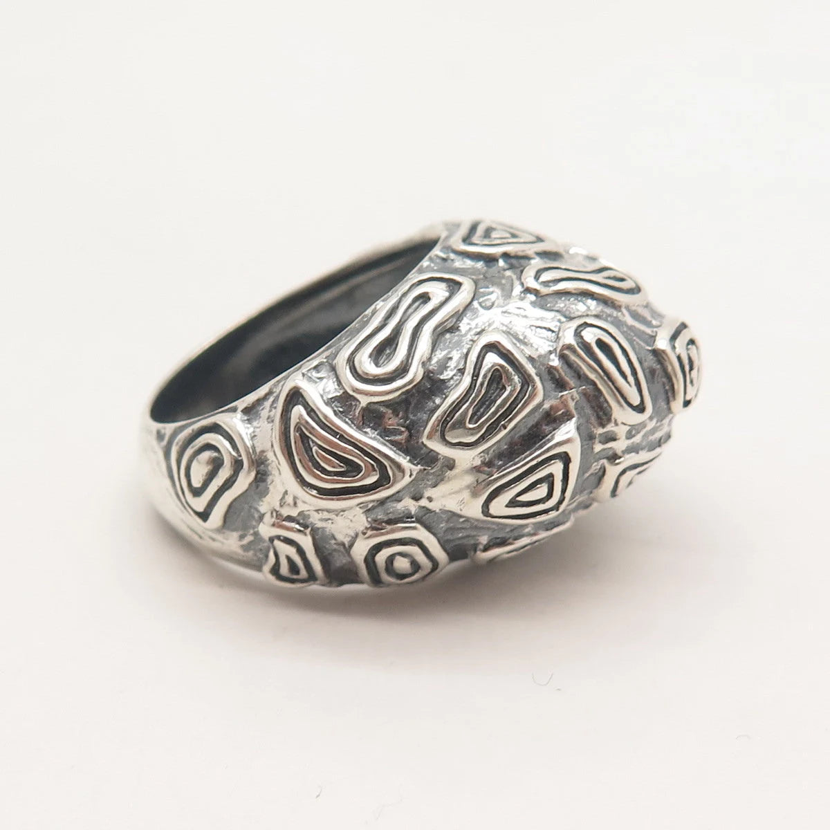 925 Sterling Silver Vintage Domed Nugget Ring Size 6.5