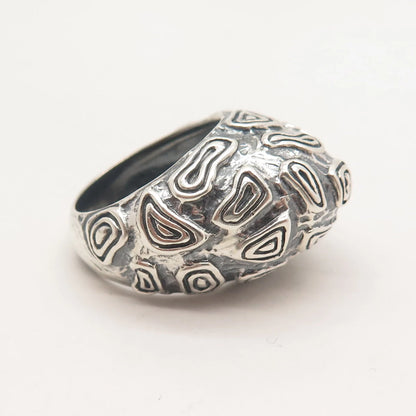 925 Sterling Silver Vintage Domed Nugget Ring Size 6.5