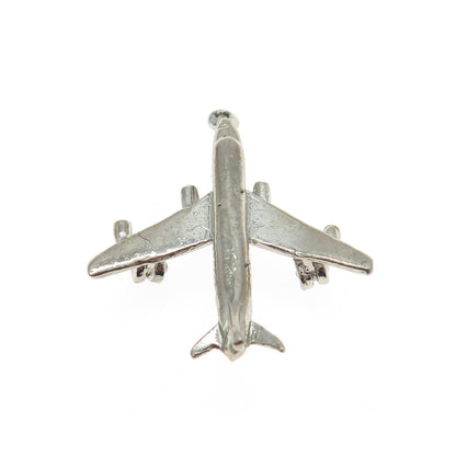 925 Sterling Silver Vintage Airplane 3D Pendant