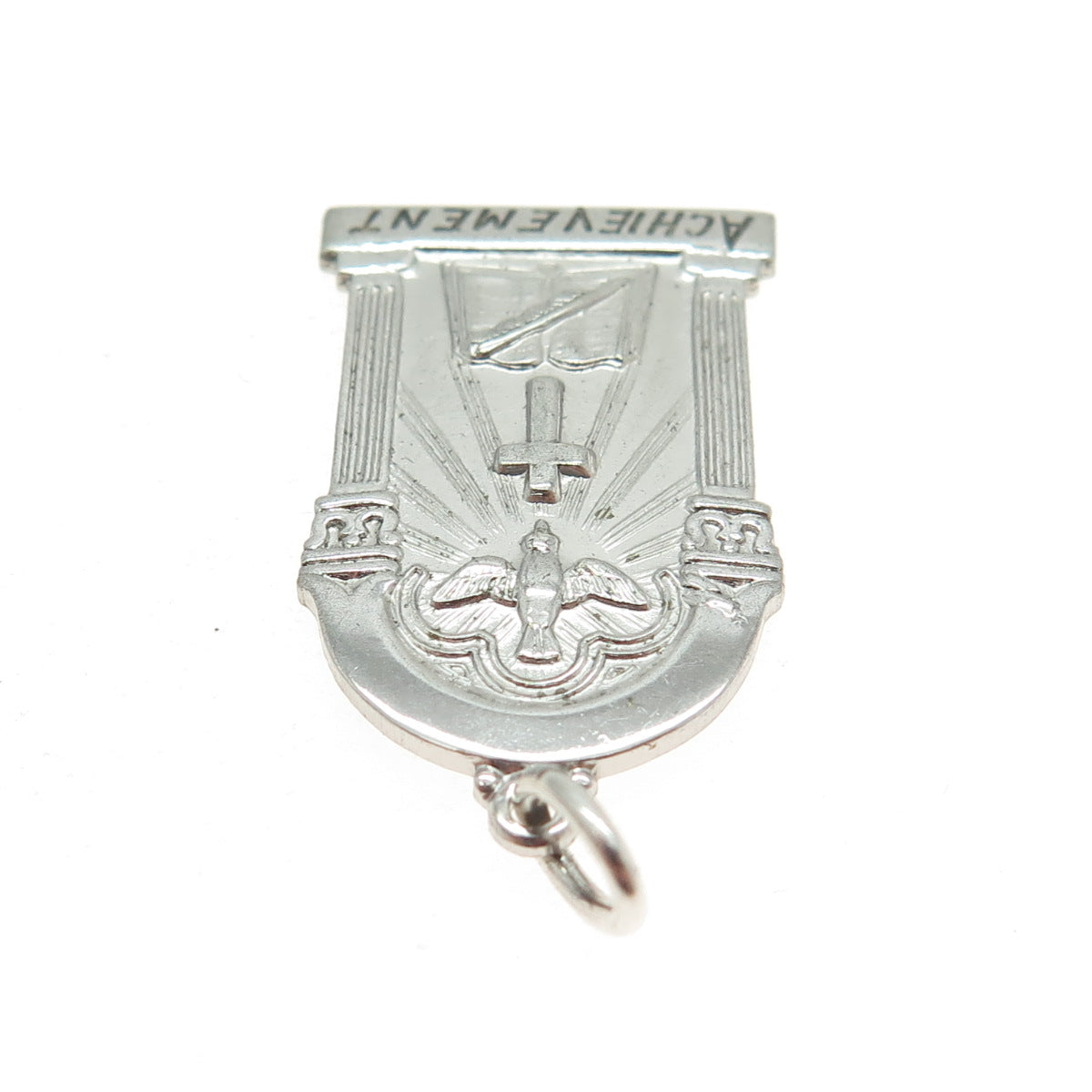 SK & F Sterling Silver Antique Art Deco "Achievement" Holy Spirt Charm Pendant