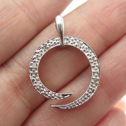 PAGODA PGDA 925 Sterling Silver Real Round-Cut Diamond Spiral Pendant