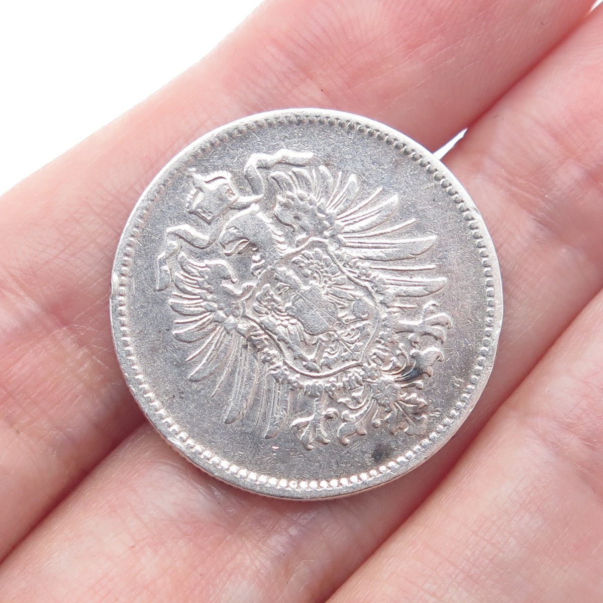 900 Silver Antique 1875 Germany Emperor Wilhelm I 1 Mark Duetsches Reich Coin