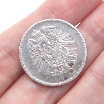900 Silver Antique 1875 Germany Emperor Wilhelm I 1 Mark Duetsches Reich Coin