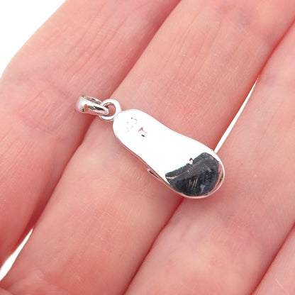 925 Sterling Silver Round-Cut C Z Flip Flop Mini Charm Pendant