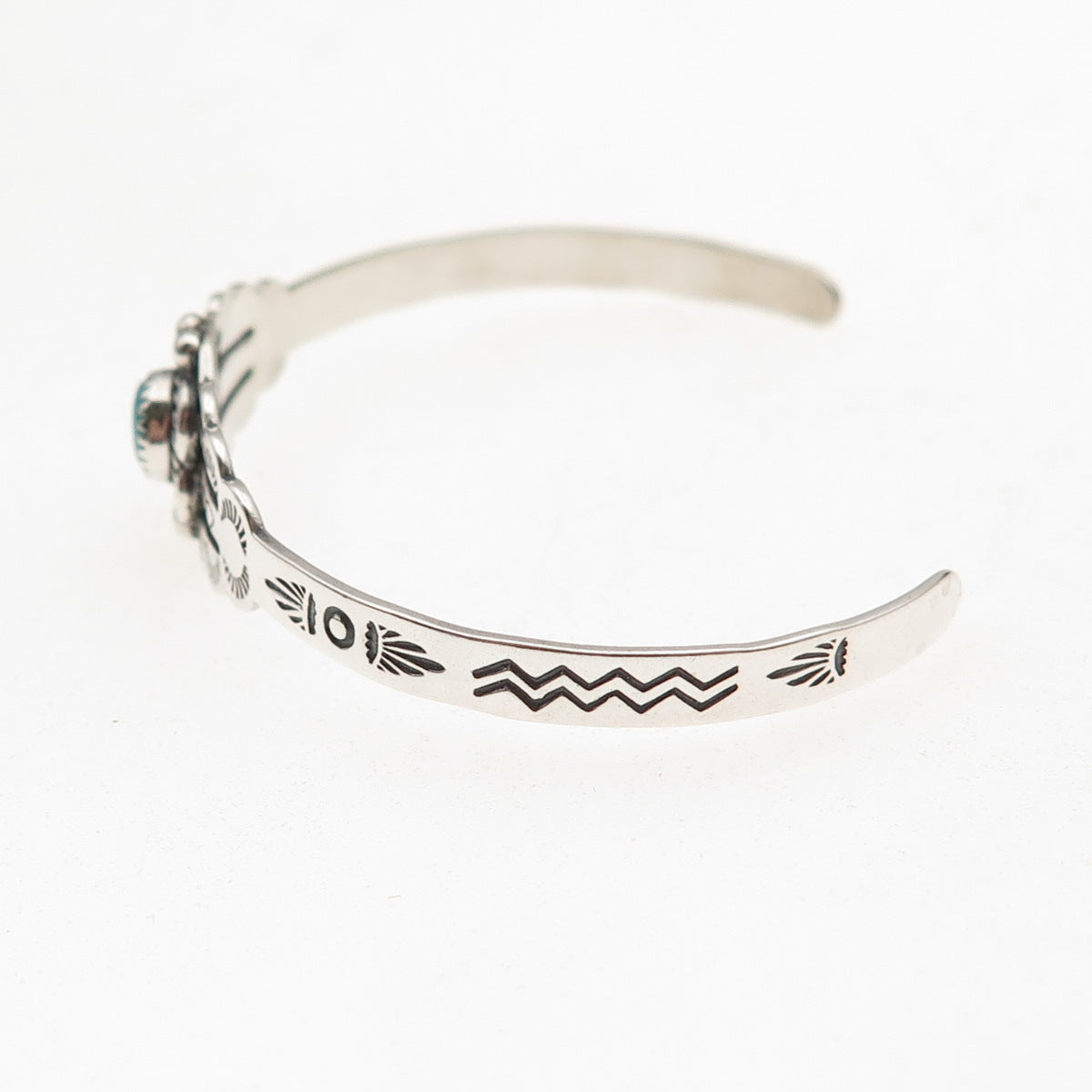 Bell Trading Post Old Pawn Sterling Silver Turquoise Adjustable Bracelet 5.25"