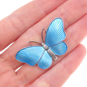 Ivar T. Holth 925S Sterling Silver Vintage Norway Enamel Butterfly Pin Brooch