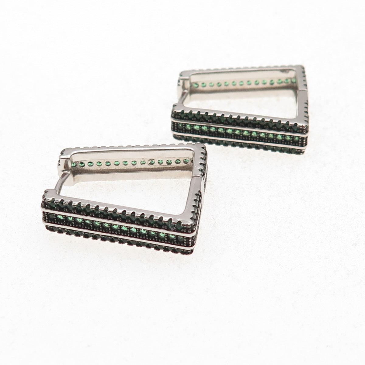 925 Sterling Silver Real Chrome Diopside Hoop Earrings