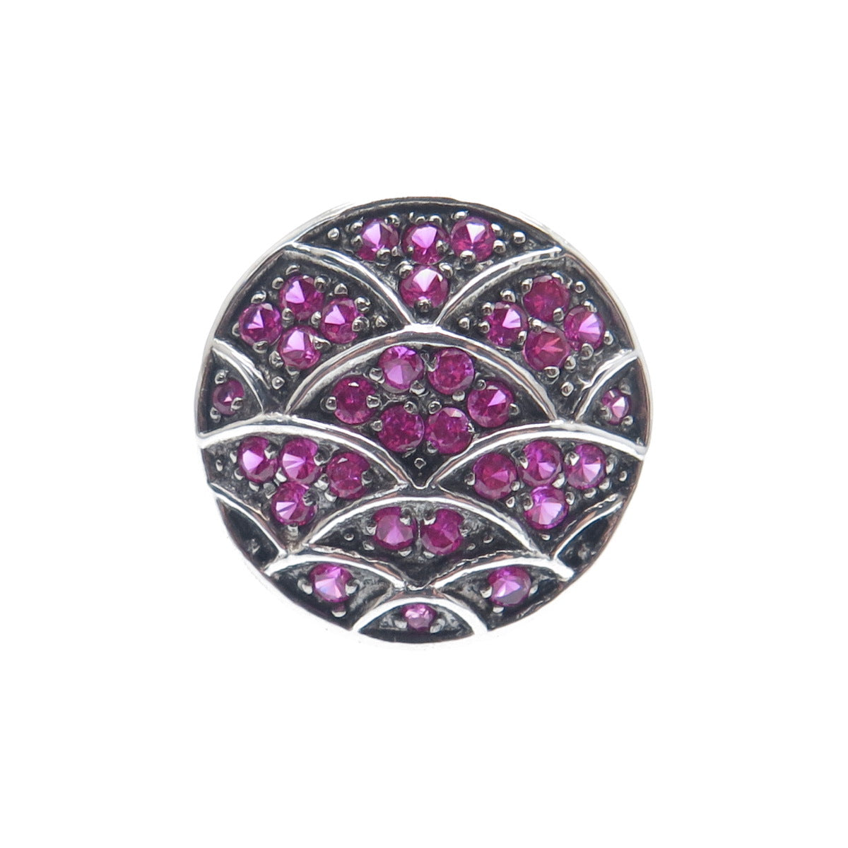 925 Sterling Silver Lab-Created Pink Sapphire Ring Size 7